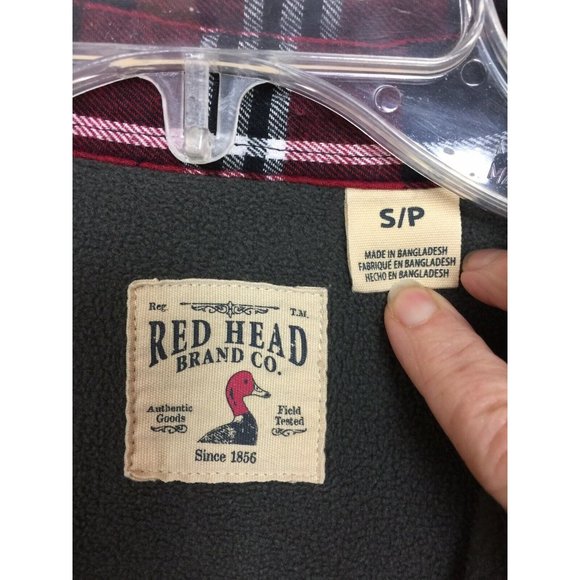 Red Head Brand Co Mens Small Red Black Plaid Shirt Jacket Fleece Lined Logger - Picture 2 of 8